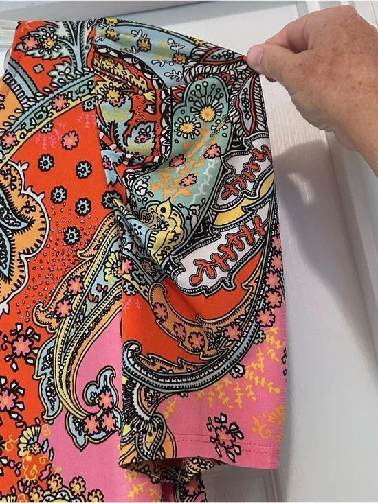 Ivy Lane EUC Size Large Paisley Knee Length Dress Bohemian Bottom Ruffle Midi - Picture 3 of 7